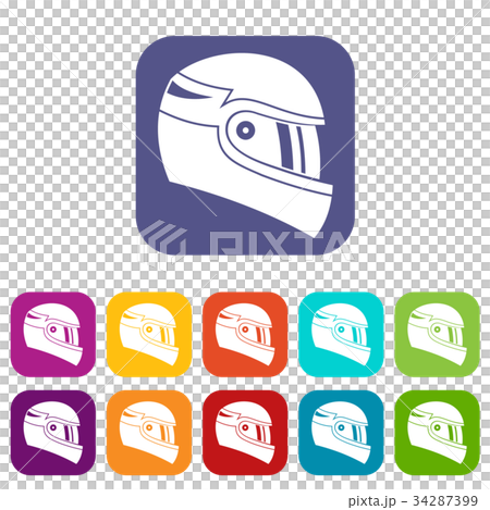 Racing helmet icons set 34287399