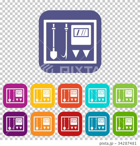 Fire shield icons set 34287481