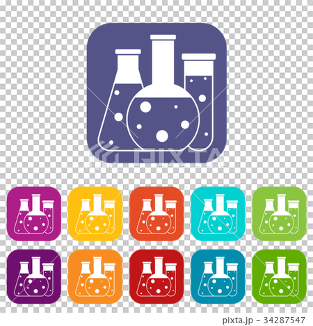 Laboratory flasks icons set Laboratory flasks icons set 34287547