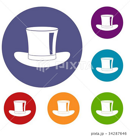Silk hat icons set 34287646