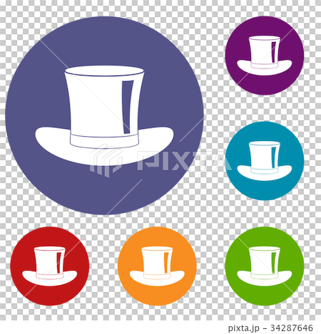 Silk hat icons set 34287646