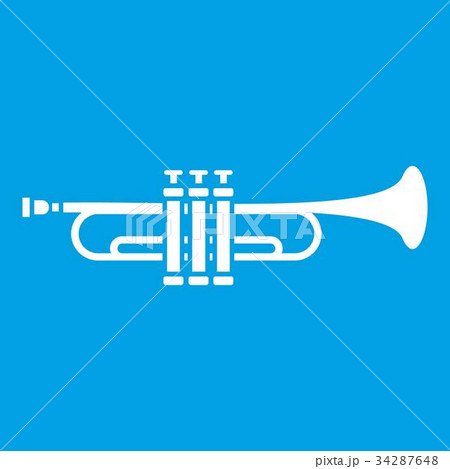 Brass trumpet icon white 34287648