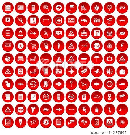100 pointers icons set red 34287695
