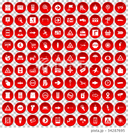 100 pointers icons set red 34287695