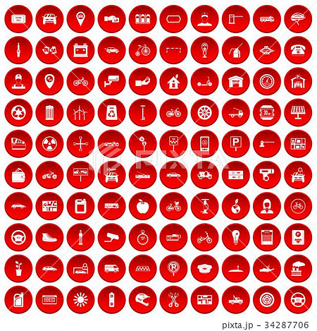 100 parking icons set red 100 parking icons set red 34287706