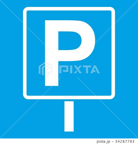 Parking sign icon white 34287783