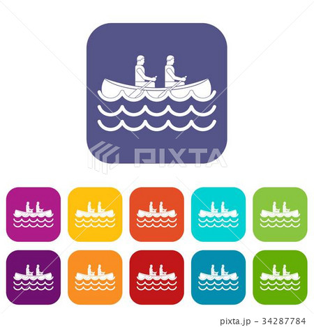 Canoeing icons set Canoeing icons set 34287784