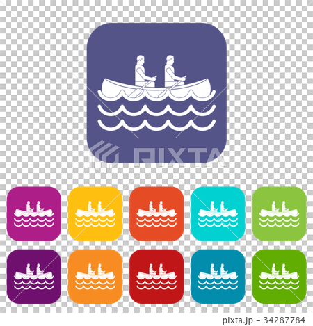 Canoeing icons set Canoeing icons set 34287784