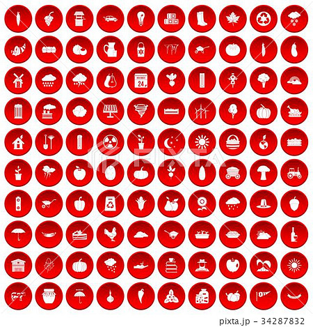 100 pumpkin icons set red 34287832