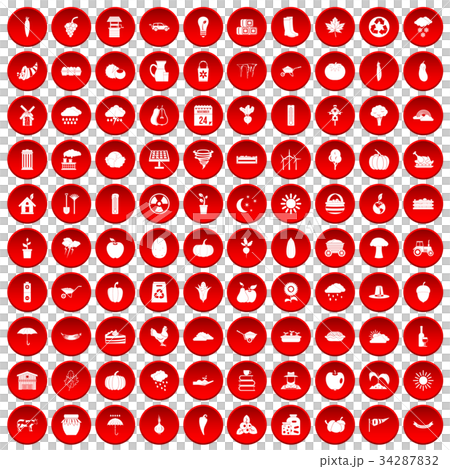 100 pumpkin icons set red 34287832