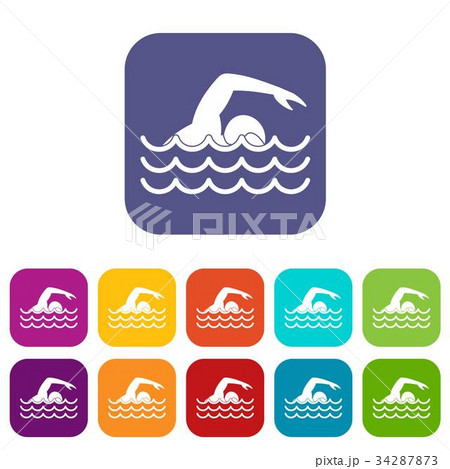 Swimmer icons set 34287873