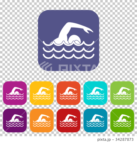 Swimmer icons set 34287873