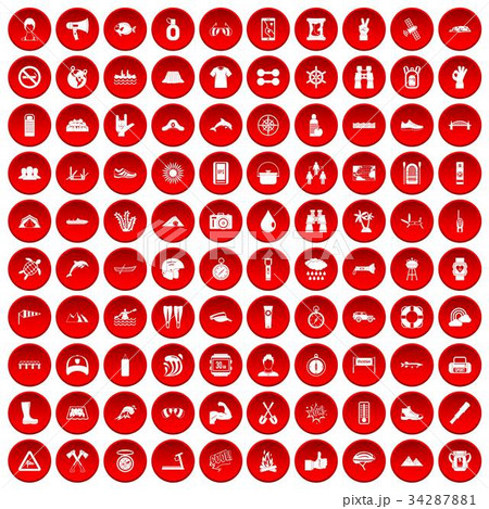 100 rafting icons set red 100 rafting icons set red 34287881