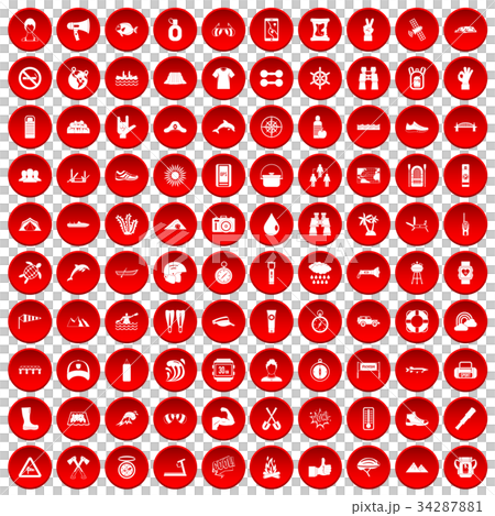 100 rafting icons set red 100 rafting icons set red 34287881