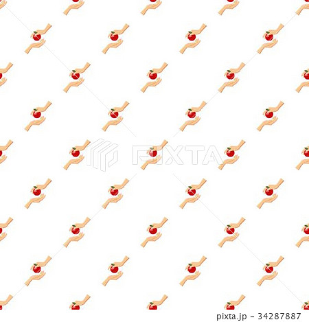 Hand giving red apple pattern 34287887