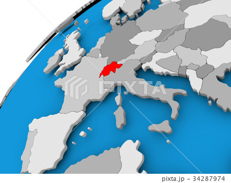 Map of Switzerland in red 34287974
