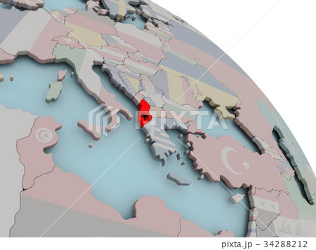 Map of Albania with flag 34288212