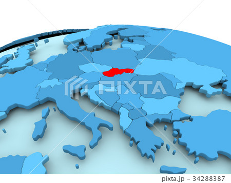 Slovakia on blue political globe 34288387