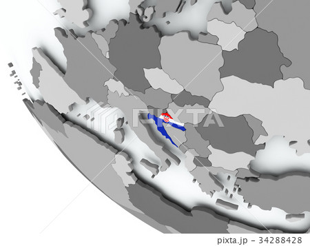 Flag of Croatia on political globe Flag of Croatia on political globe 34288428