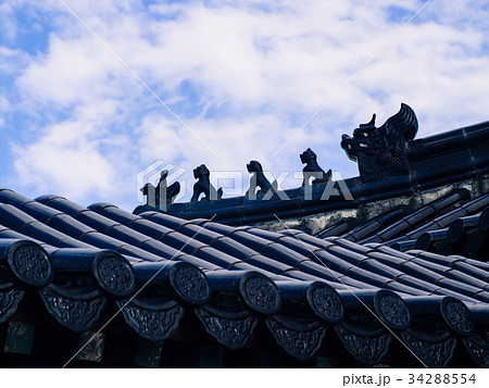 中国風建築様式屋根の写真素材