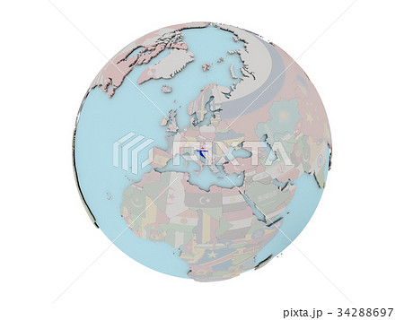 Croatia with flag on globe Croatia with flag on globe 34288697
