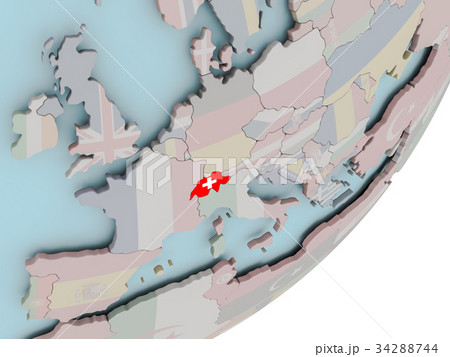 Switzerland on globe with flags 34288744