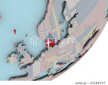 Denmark on globe with flags Denmark on globe with flags 34288747