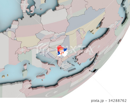 Serbia on globe with flags 34288762