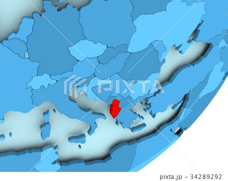 Map of Albania on blue political globe Map of Albania on blue political globe 34289292