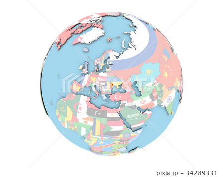 Moldova on globe isolated 34289331