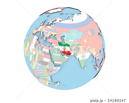 Iran on globe isolated Iran on globe isolated 34289347