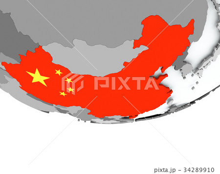 China with flag on globe 34289910