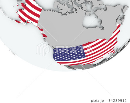 USA with flag on globe 34289912