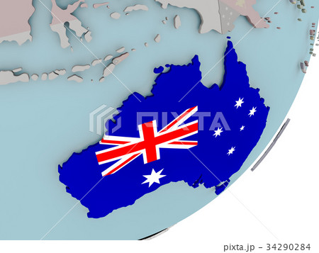 Australia on globe with flags Australia on globe with flags 34290284