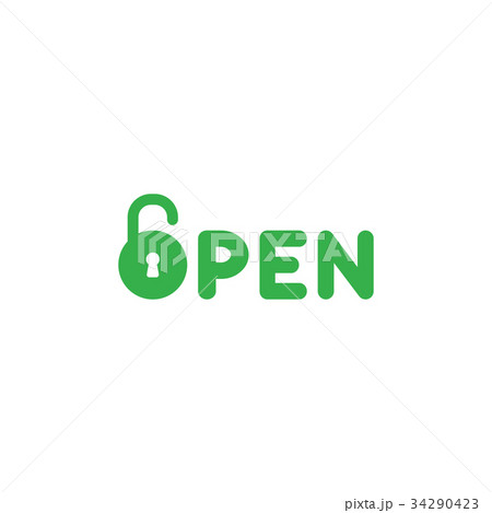 Vector concept of green open text with padlock Vector concept of green open text with padlock 34290423