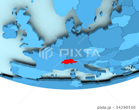 Switzerland in red on blue map Switzerland in red on blue map 34290530