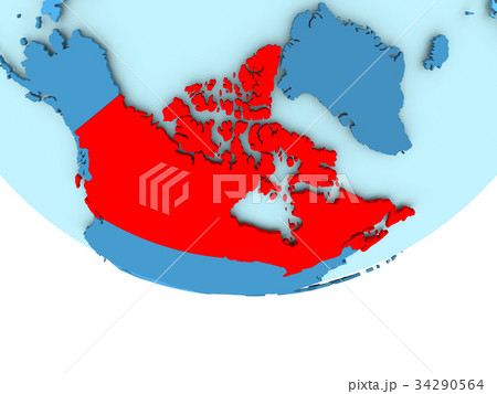 Canada in red on blue map Canada in red on blue map 34290564