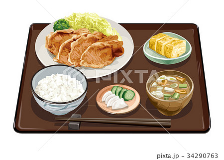 生姜焼き定食2のイラスト素材