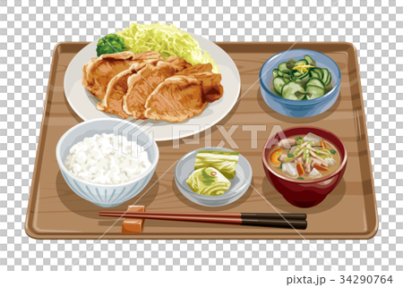 生姜焼き定食3のイラスト素材