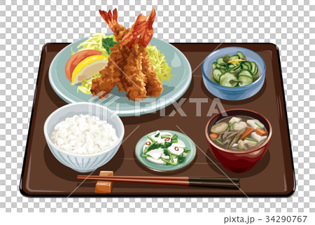 エビフライ定食2のイラスト素材