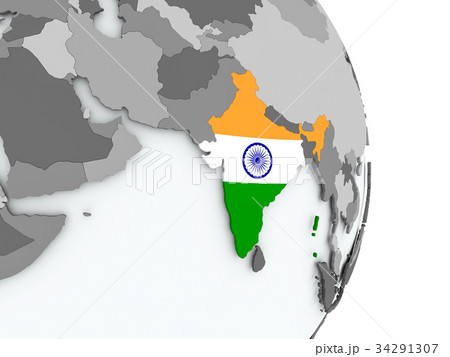 Map of India with flag Map of India with flag 34291307