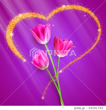 Realistic Tulip flowers. Flowers of tulips close 34291793