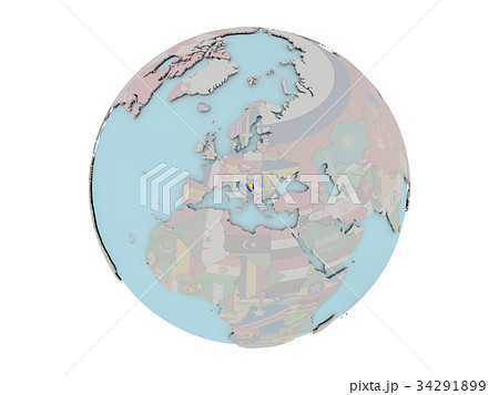 Bosnia with flag on globe Bosnia with flag on globe 34291899