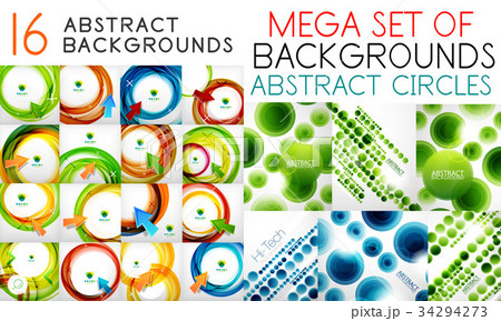 Mega set of swirl circles abstract vector 34294273