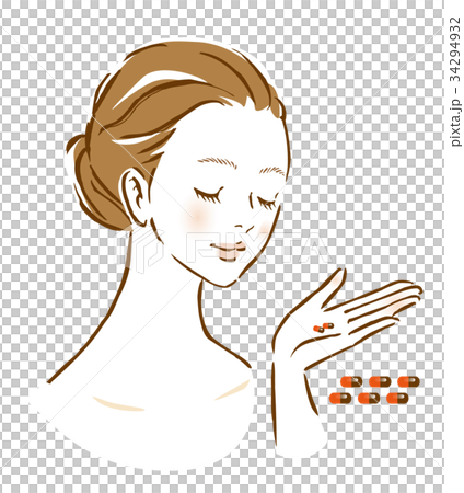 女性 カプセル サプリメント 健康食品のイラスト素材