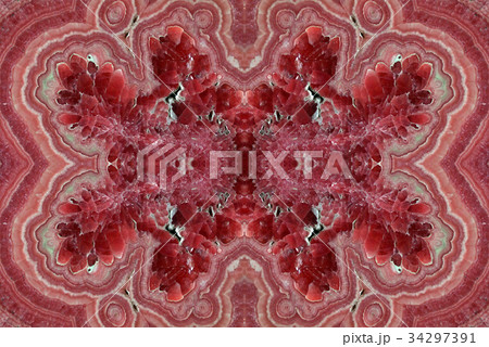 Fractal of pink red Rhodochrosite stone close up 34297391