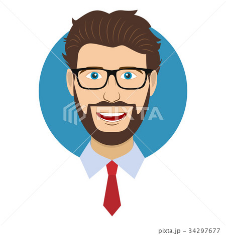 Man character face avatar in glasses. 34297677