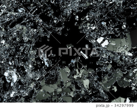 Pieces of splitted or cracked glass on black Pieces of splitted or cracked glass on black 34297999