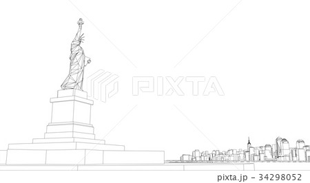 Wire-frame New York City, Blueprint Style Wire-frame New York City, Blueprint Style 34298052
