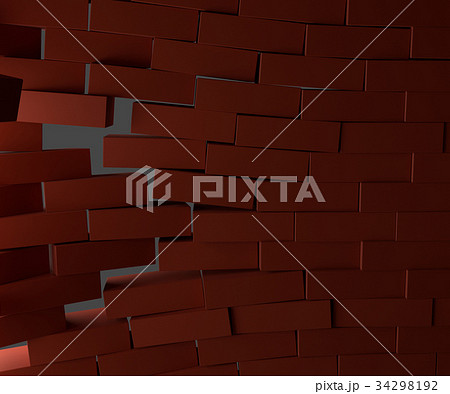 Broken brick wall, close-up Broken brick wall, close-up 34298192